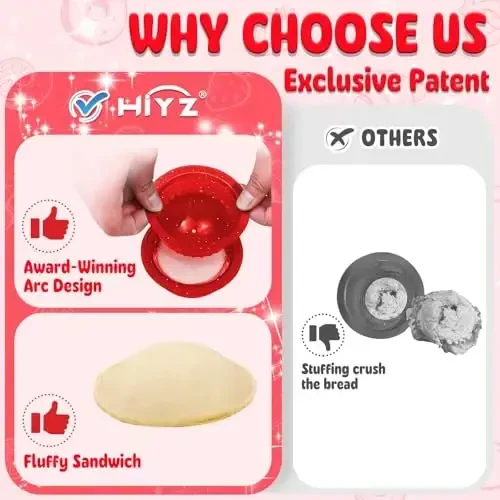 HiYZ Glitter Sandwich Cutter and Sealer - 5 PCS Decruster Sandwich Maker - Peanut Butter and Jelly Crustless Sandwich Cookie Cutter for Kids Children, Glitter Design - 5