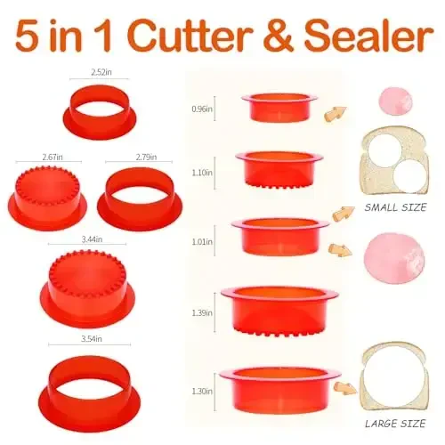 HiYZ Sandwich Cutter and Sealer, 5 PCS Sandwich Cutter for Kids, Bread Sandwich Maker and DIY Cookie Cutter for Lunchbox Bentobox, Sandwich Press Crimper for Children Boys Girls - 5