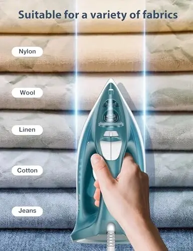 Sundu Steam Iron for Clothes with Rapid Heating Ceramic Coated Soleplate, 1500W with Precise Thermostat Dial, Self-Cleaning, Auto-Off, 44oz Water Tank for Home Clothes Ironing Use Green - 1