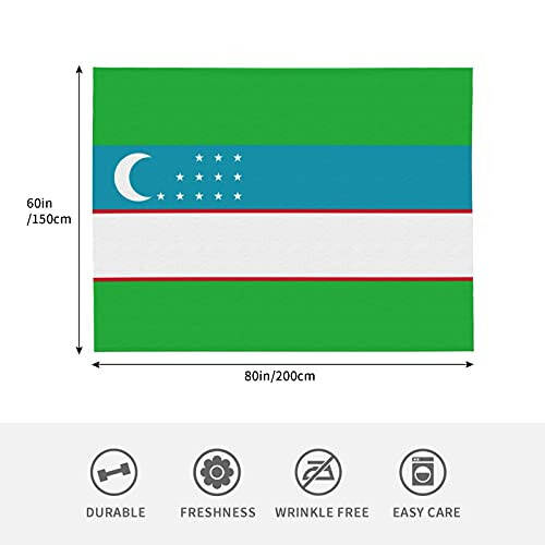 HKITCHENUS Özbekistan Bayrağı Polar Battaniye Yatak Örtüsü Kanepe Battaniyeleri Atma Boyutu 80