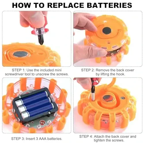 HLWDFLZ Car Emergency Roadside Kit, with Led Road Flares, Jump Cables, Towing Rope, Winter Car Safety Kit Roadside Emergency Kit for Car 50pcs - 4