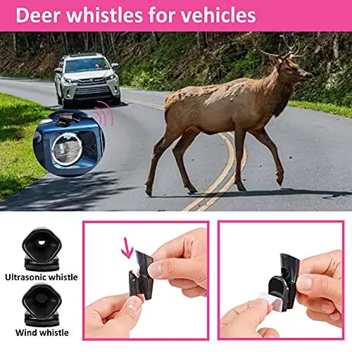 HLWDFLZ Car Emergency Kit, Pink Roadside Assistance Kit with Jumper Cable, Tow Rope, LED Road Flare, Deer Whistles and More Women Emergency Safety Tool Kit - 4