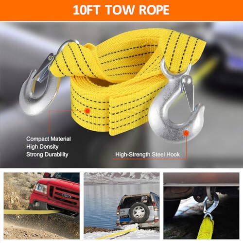 HLWDFLZ Car Emergency Roadside Kit, with Led Road Flares, Jump Cables, Towing Rope, Winter Car Safety Kit Roadside Emergency Kit for Car 36pcs - 6