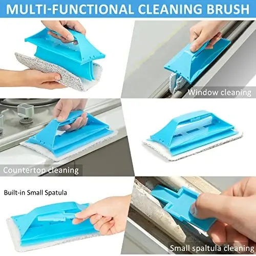 HLWDFLZ Microfiber Duster Kit 23pcs with 30 to 100 Inches Extension Pole and Extendable Window Squeegee, Washable and Bendable Feather Duster for Cleaning Ceiling Fans, High Ceilings, Cobwebs, Blinds - 5
