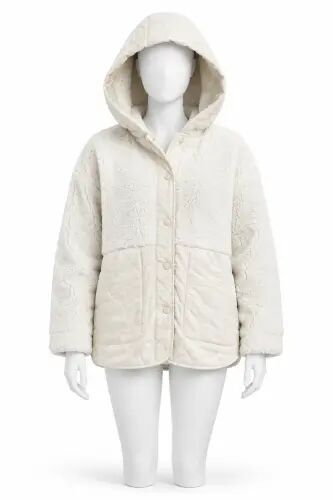 HN-8258 Kadın Ekru Renk Günlük Panduflu Kapüşonlu Mont - Ekru-1562 - Lumberjack (1)