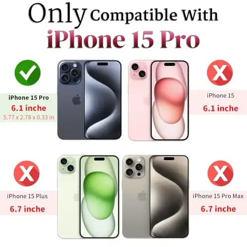 HNHYGETE for iPhone 15 Pro Case with HD Screen Protector: [Military Grade 20ft. Drop Tested] Slide Camera Cover Ring Shockproof Protective Phone Case for - iPhone 15 Pro (Dark Green) - HNHYGETE (1)