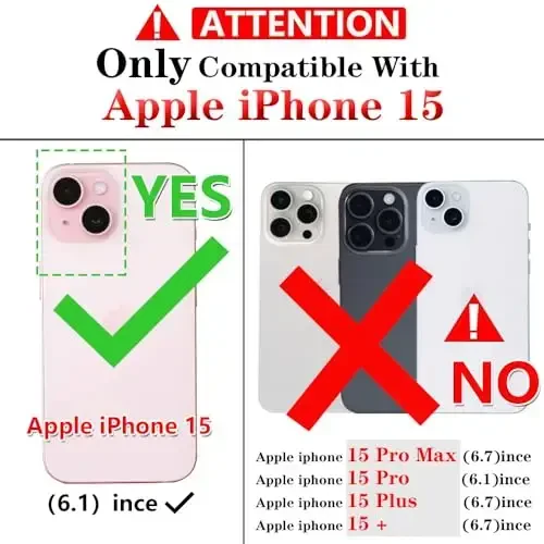 HNHYGETE iPhone 15 учун қоп, iPhone 15 телефони учун қоп HD экран протектори билан: [20 футлик ташлар ҳарбий синовдан ўтган] Shockproof телефони ҳимоя қилувчи қоп - iPhone 15 учун, қора - 2