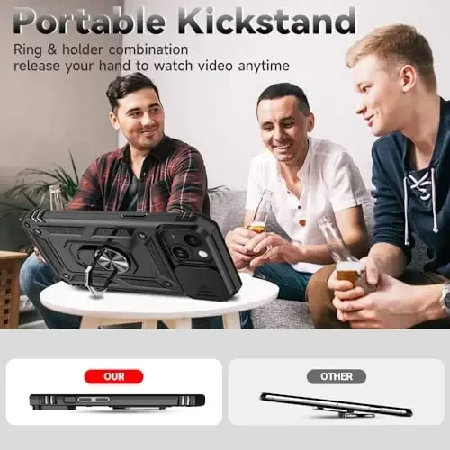 HNHYGETE iPhone 15 учун қоп, iPhone 15 телефони учун қоп HD экран протектори билан: [20 футлик ташлар ҳарбий синовдан ўтган] Shockproof телефони ҳимоя қилувчи қоп - iPhone 15 учун, қора - 6