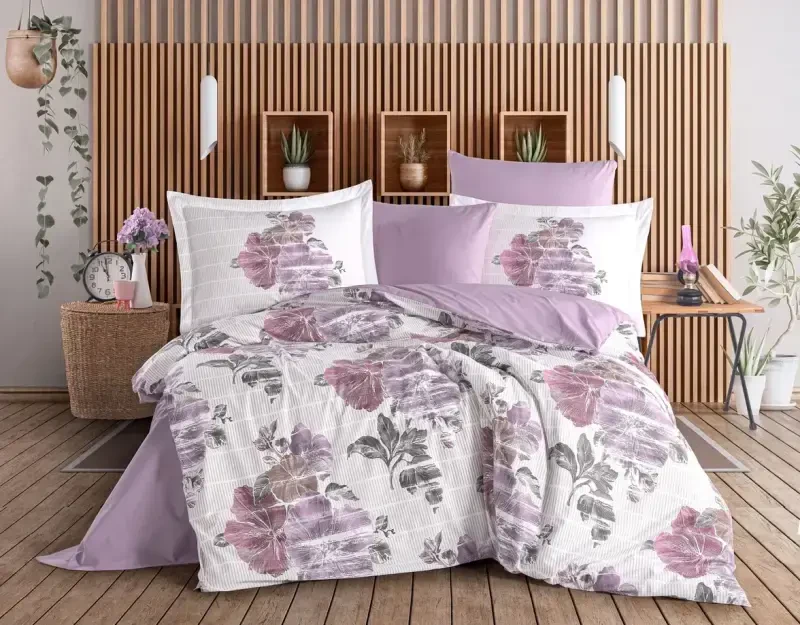 Hobby Chift Kishilik Poplin Nevresim Sara Mor - NEVRESIMDUNYASI