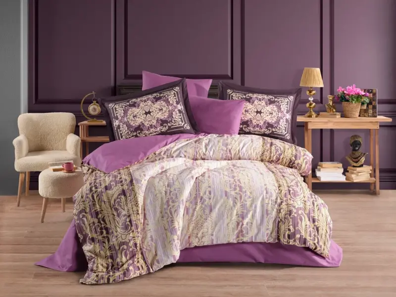 Hobby Çift Kişilik Poplin Nevresim Alandra Mürdüm - 1