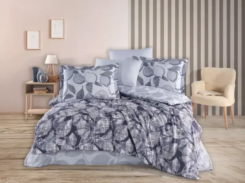 Hobby Çift Kişilik Poplin Nevresim Calisse Lacivert - NEVRESIMDUNYASI