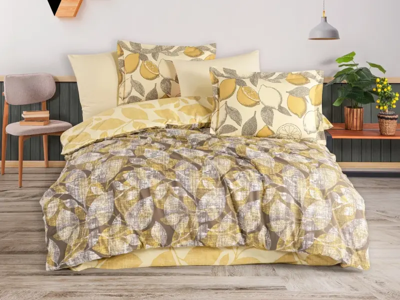 Hobby Çift Kişilik Poplin Nevresim Calisse Sarı - NEVRESIMDUNYASI