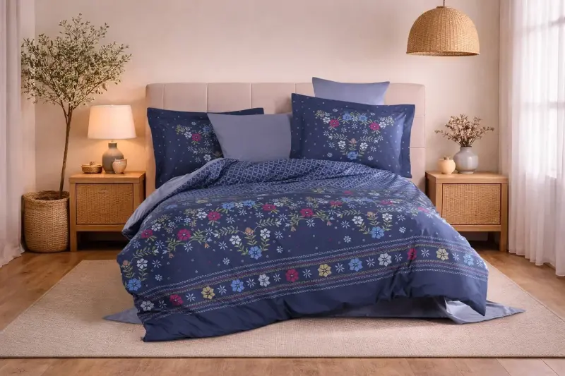 Hobby Çift Kişilik Poplin Nevresim Clarice Lacivert - 1