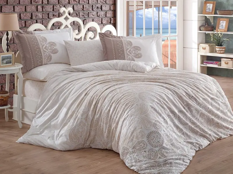 Hobby Çift Kişilik Poplin Nevresim İrene Bej - NEVRESIMDUNYASI