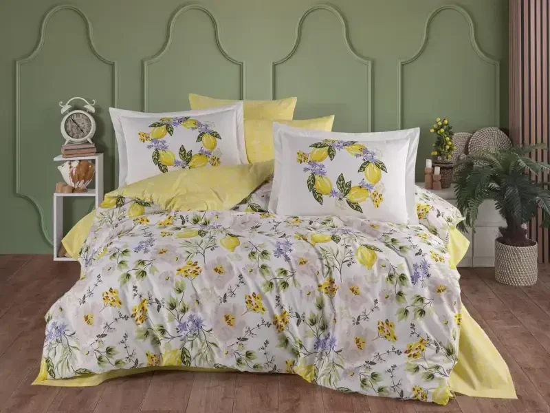 Hobby Çift Kişilik Poplin Nevresim Lemonty Sarı - NEVRESIMDUNYASI