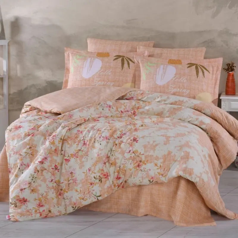 Hobby Çift Kişilik Poplin Nevresim Lily Somon - NEVRESIMDUNYASI