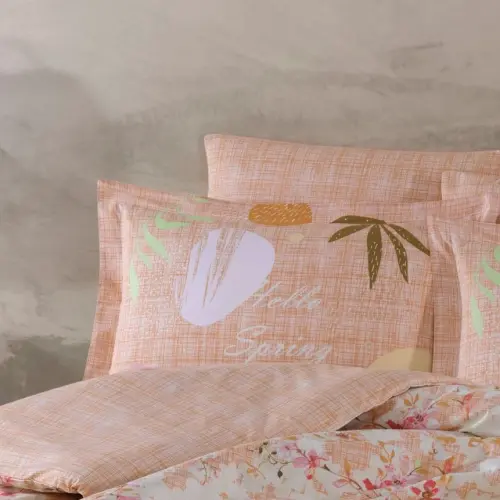 Hobby Çift Kişilik Poplin Nevresim Lily Somon - NEVRESIMDUNYASI (1)