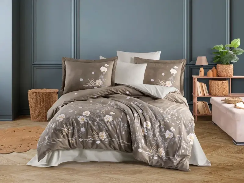 Hobby Çift Kişilik Poplin Nevresim Parlin Cappuccino - 1