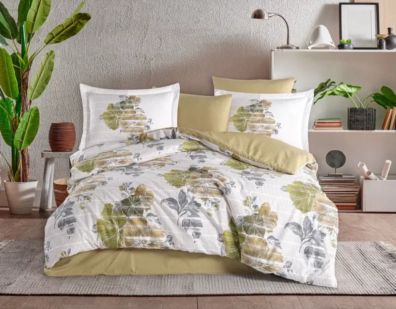 Hobby Çift Kişilik Poplin Nevresim Sara Yeşil - NEVRESIMDUNYASI