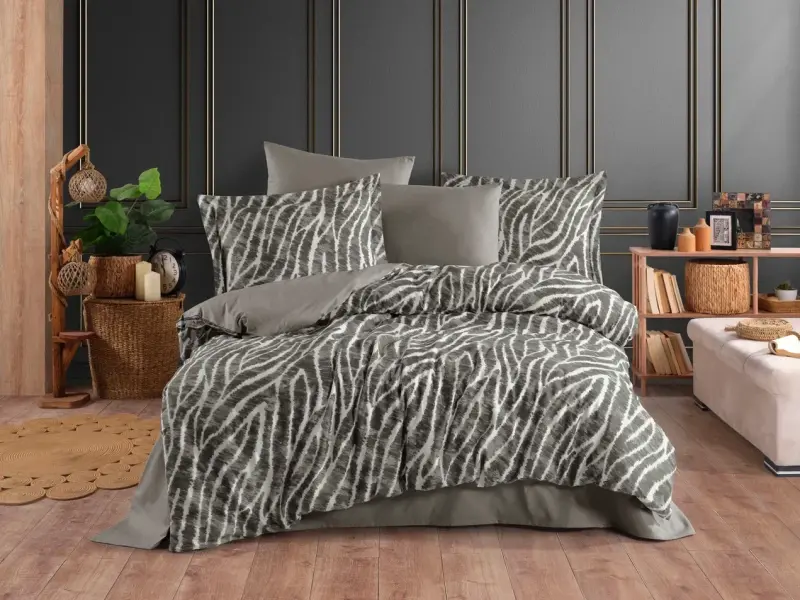 Hobby Çift Kişilik Poplin Nevresim Tamara Antrasit - 1