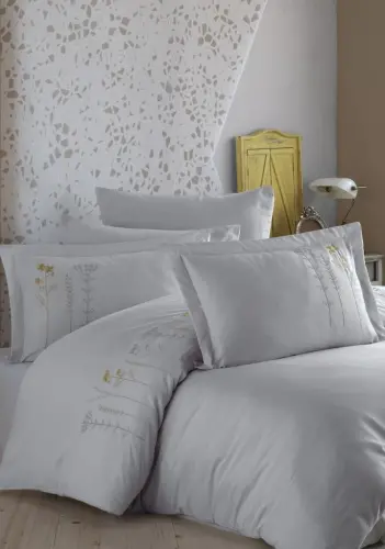 Hobby Çift Kişilik Poplin Premium Nakışlı Nevresim Diva Gri - 4