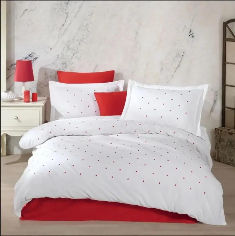 Hobby Çift Kişilik Poplin Premium Nakışlı Nevresim Lubow Beyaz 8698499179899 - NEVRESIMDUNYASI