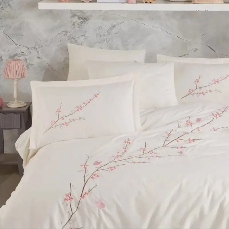 Hobby Çift Kişilik Poplin Premium Nakışlı Nevresim Vera Krem - 2