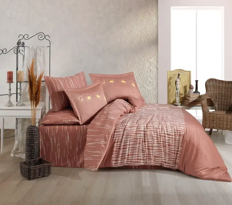 Hobby Çift Kişilik Saten Nevresim Adalia Tarçın - NEVRESIMDUNYASI