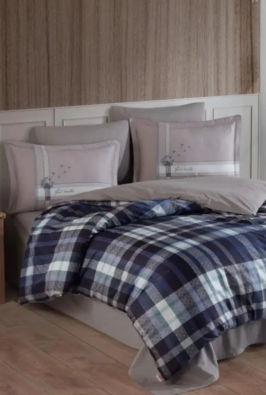 Hobby Çift Kişilik Saten Nevresim Aura Mavi - NEVRESIMDUNYASI