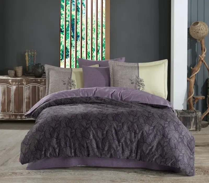 Hobby Çift Kişilik Saten Nevresim Lotus Mor - NEVRESIMDUNYASI