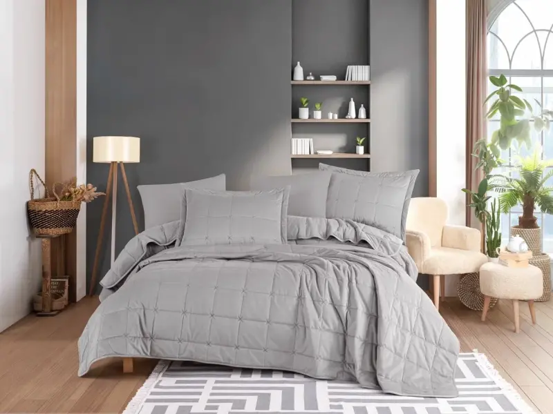 Hobby Crystal Yatak Örtüsü Antrasit Taş - NEVRESIMDUNYASI