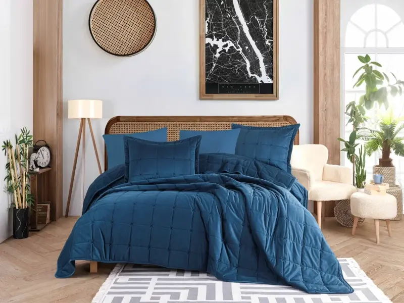 Hobby Crystal Yatak Örtüsü Lacivert - NEVRESIMDUNYASI