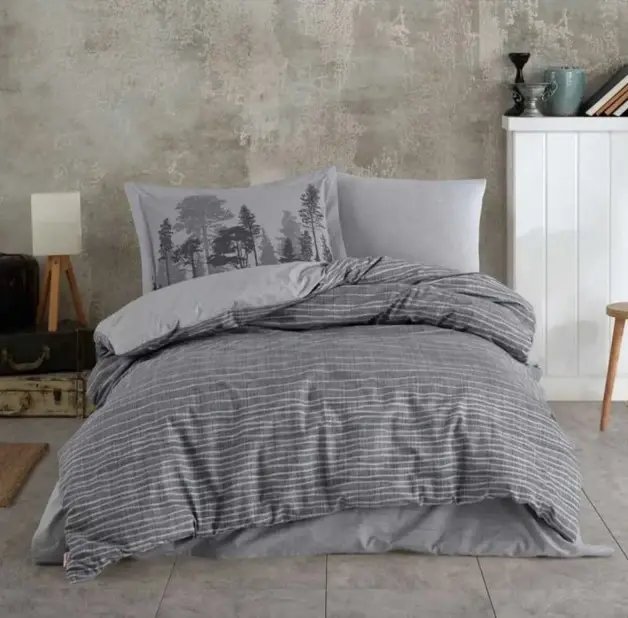Hobby Double Person Poplin Duvet Cover Tully Gray - 1