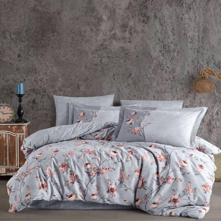 Hobby Double Poplin Bed Linen Set Benita Grey - 1