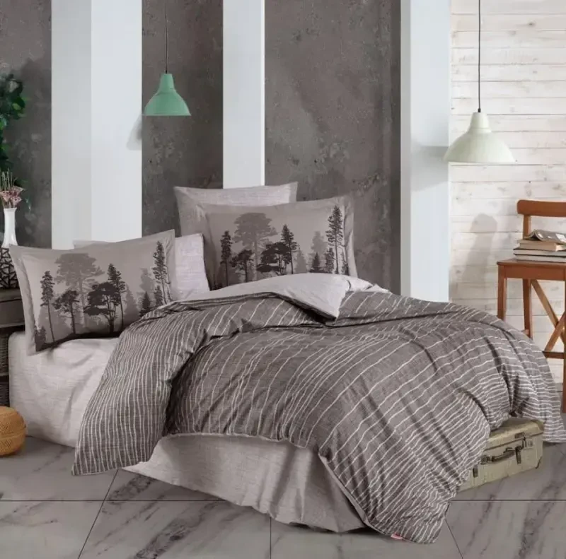 Hobby Double Poplin Bedding Set Tully Coffee - NEVRESIMDUNYASI