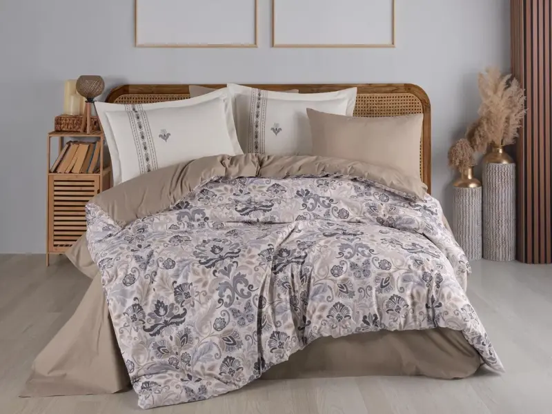 Hobby Double Poplin Duvet Cover Anabel Grey - 1