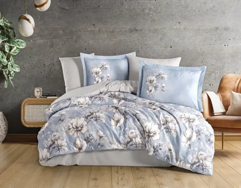 Hobby Double Poplin Duvet Cover Larmina Sky - NEVRESIMDUNYASI