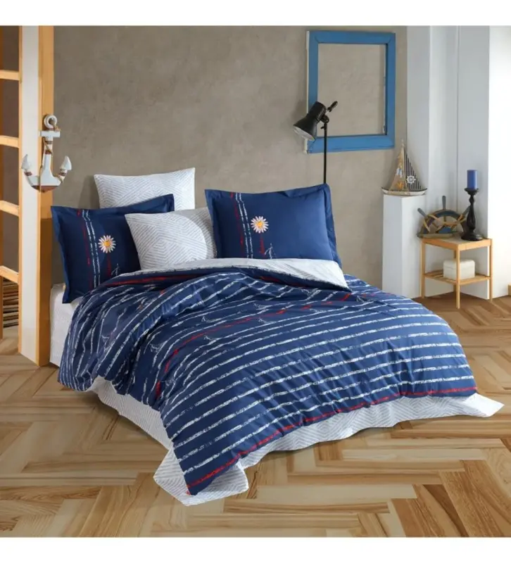 Hobby Double Poplin Duvet Cover Olimpia Navy Blue - Modazone