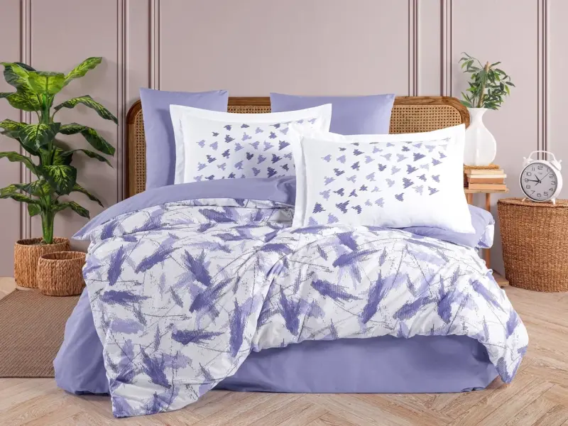 Hobby Double Poplin Duvet Cover Silva Lila - NEVRESIMDUNYASI