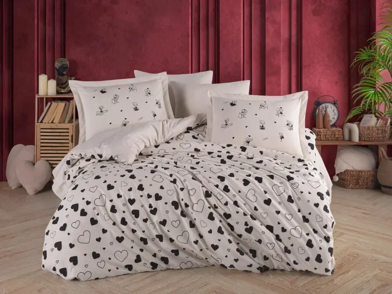 Hobby Double Poplin Duvet Cover Venus Black - NEVRESIMDUNYASI