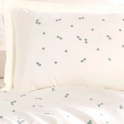 Hobby Double Poplin Premium Embroidered Bed Linen Set Spring Cream - 3