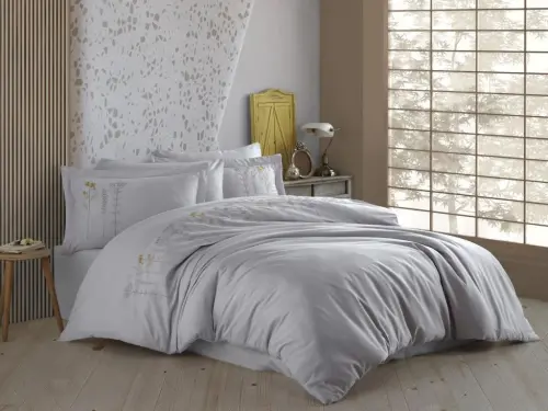 Hobby Double Poplin Premium Embroidered Duvet Cover Diva Grey - 3