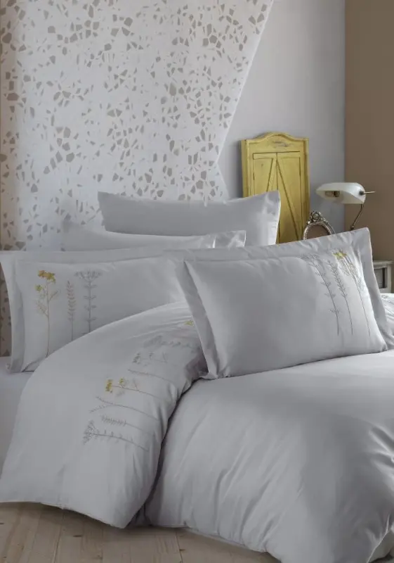 Hobby Double Poplin Premium Embroidered Duvet Cover Diva Grey - 4