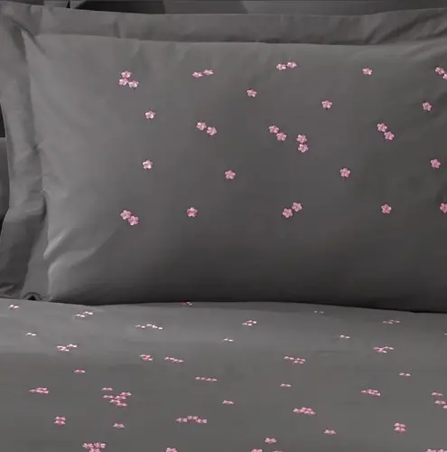 Hobby Double Poplin Premium Embroidered Duvet Cover Spring Gray - 3