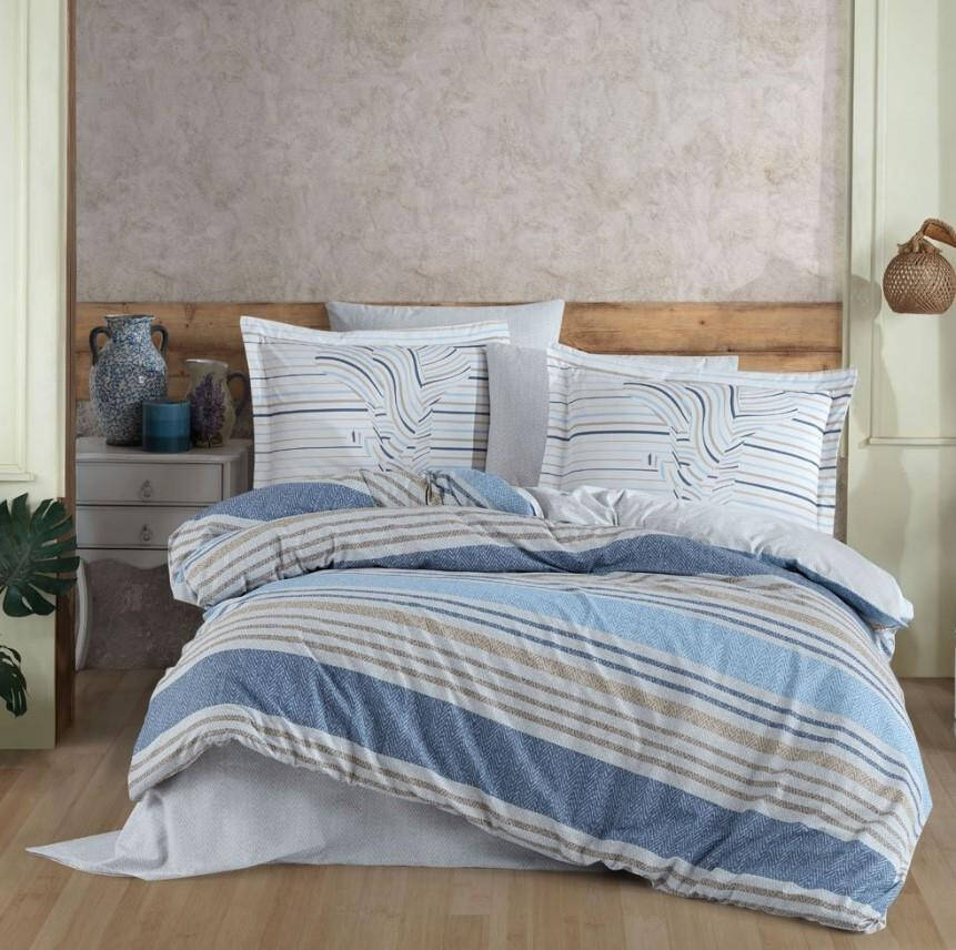 Hobby Double Ranforce Duvet Cover Set Debora Blue - 1