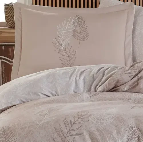 Hobby Double Satin Bed Linen Fiona Cream - NEVRESIMDUNYASI (1)