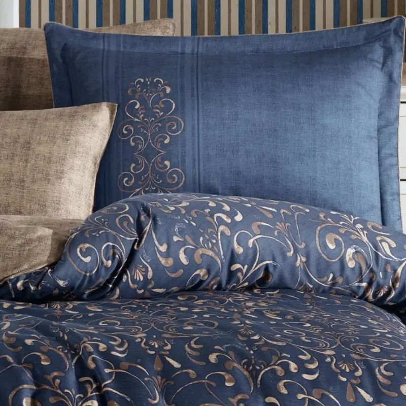 Hobby Double Satin Duvet Cover Gray Gold - 2