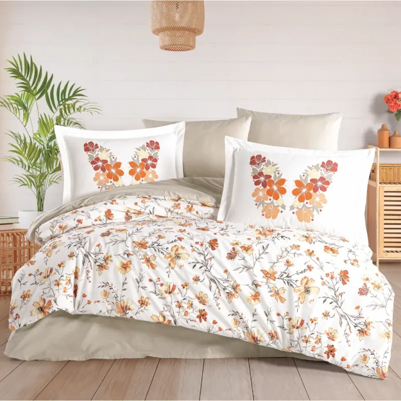 Hobby Double Size Poplin Duvet Cover Belis Orange - NEVRESIMDUNYASI