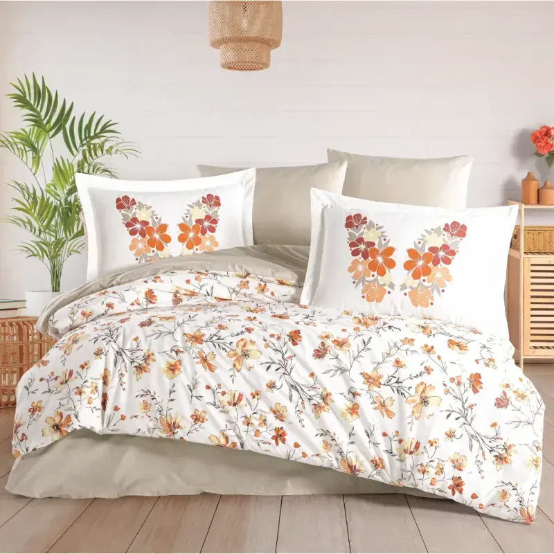 Hobby Double Size Poplin Duvet Cover Belis Orange - 1