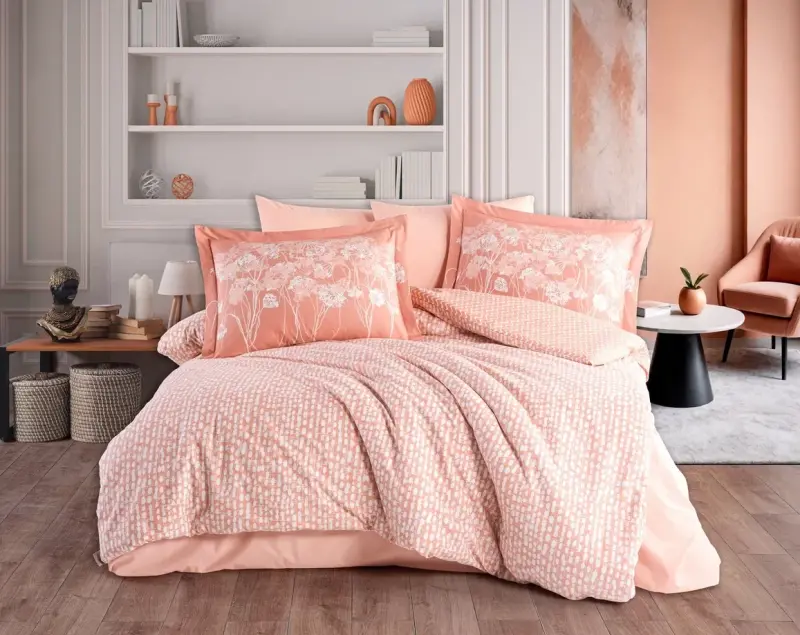 Hobby Double Size Poplin Duvet Cover Velura Terracotta - NEVRESIMDUNYASI